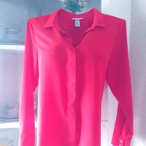 H&M Orangey-Red Blouse Faux Silk (12)